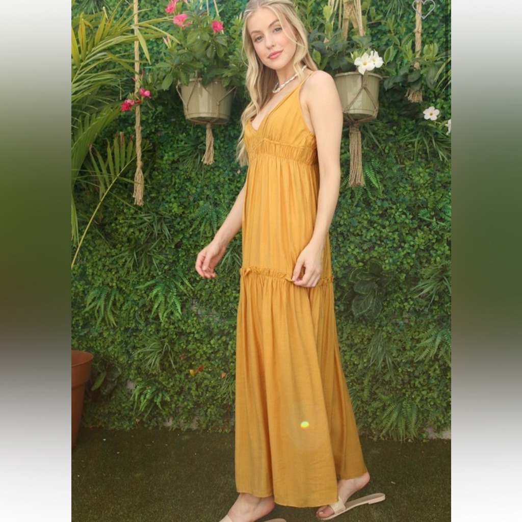 Low Cut Mustard Yellow Tank Dress Nwt
